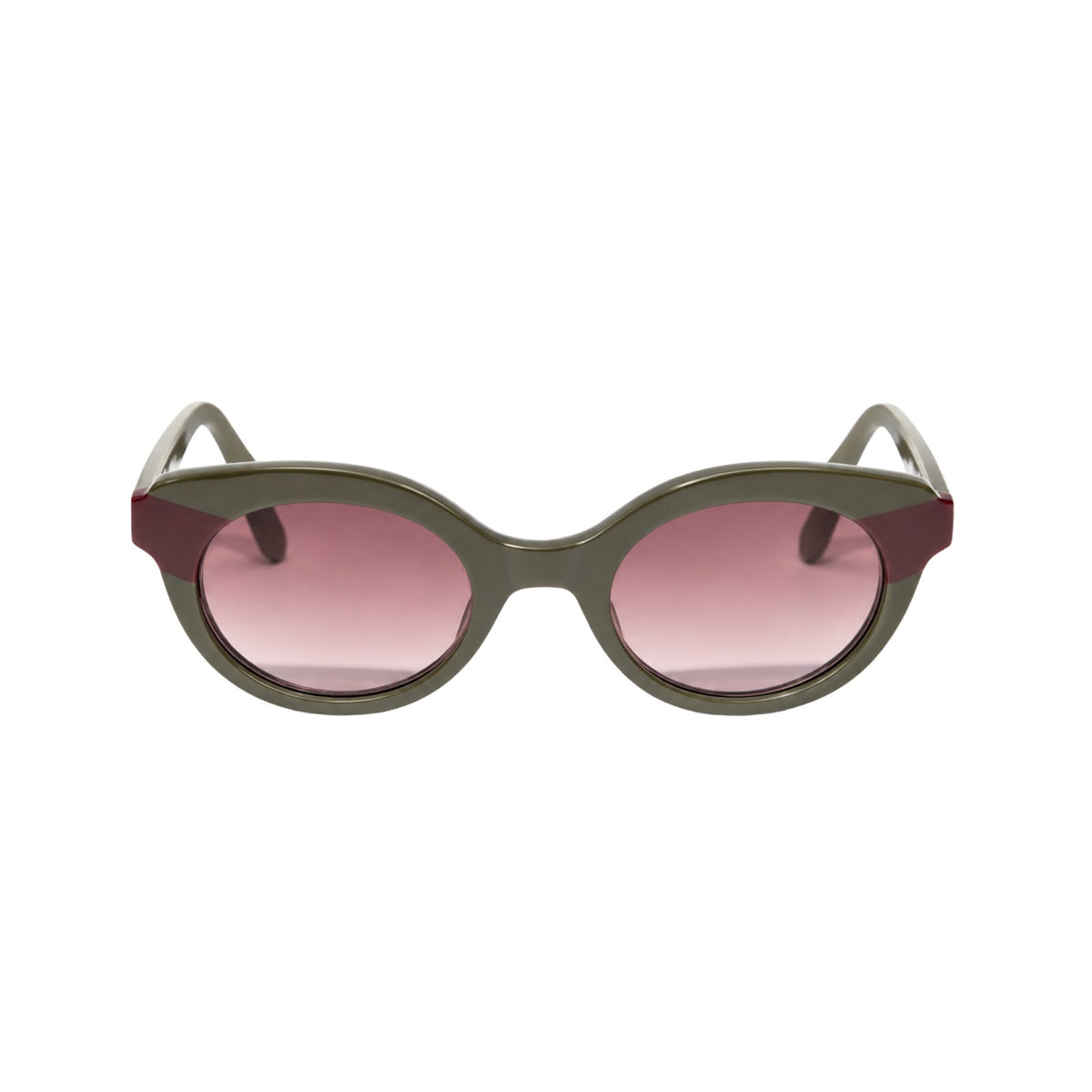 Lado A Sunglasses - Olive with Burgundy